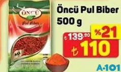 ÖNCÜ PUL BİBER 500 G fiyat ve kampanya bilgisi